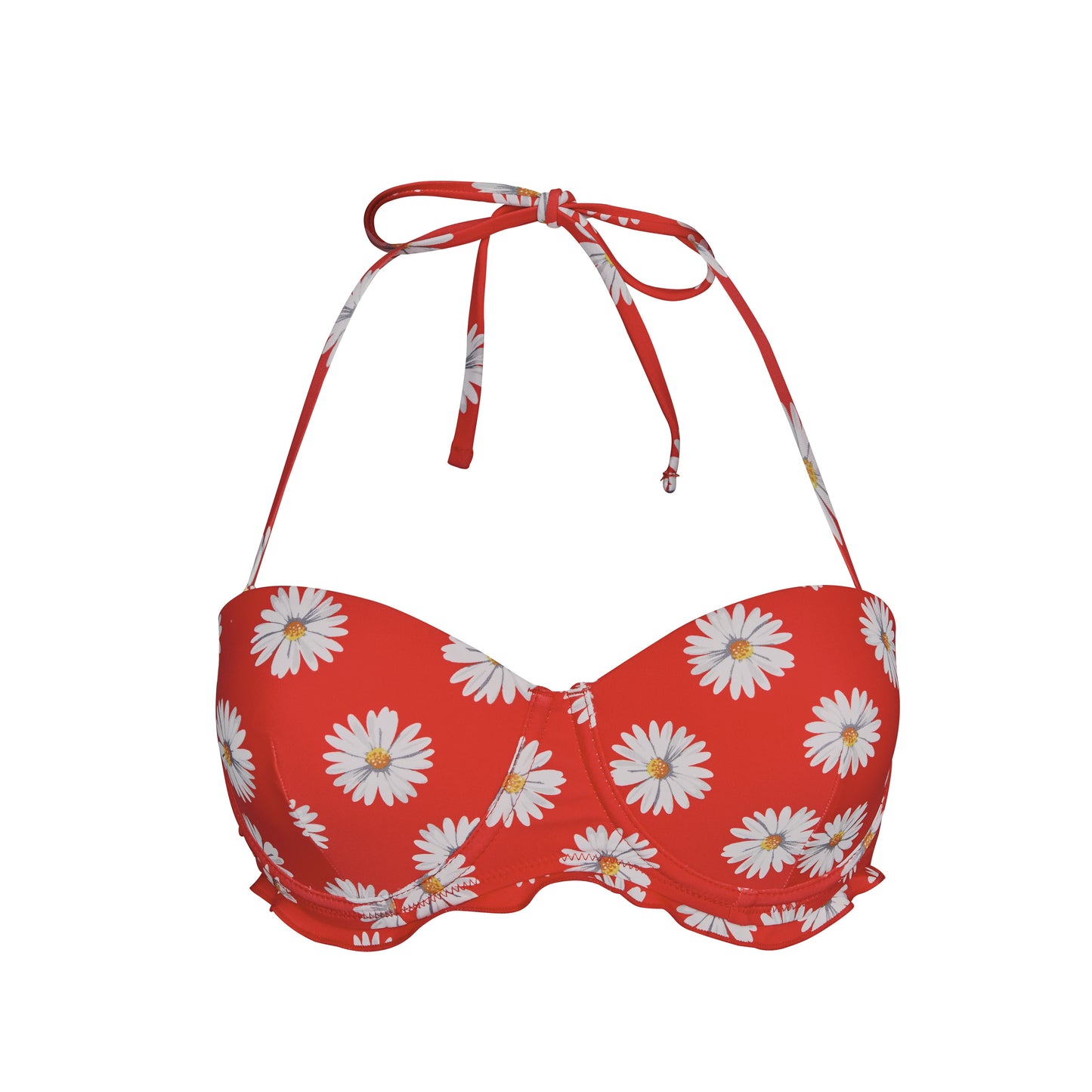 Haut de maillot Balconnet ROUGE modèle FLORAL Brigitte Bardot bain