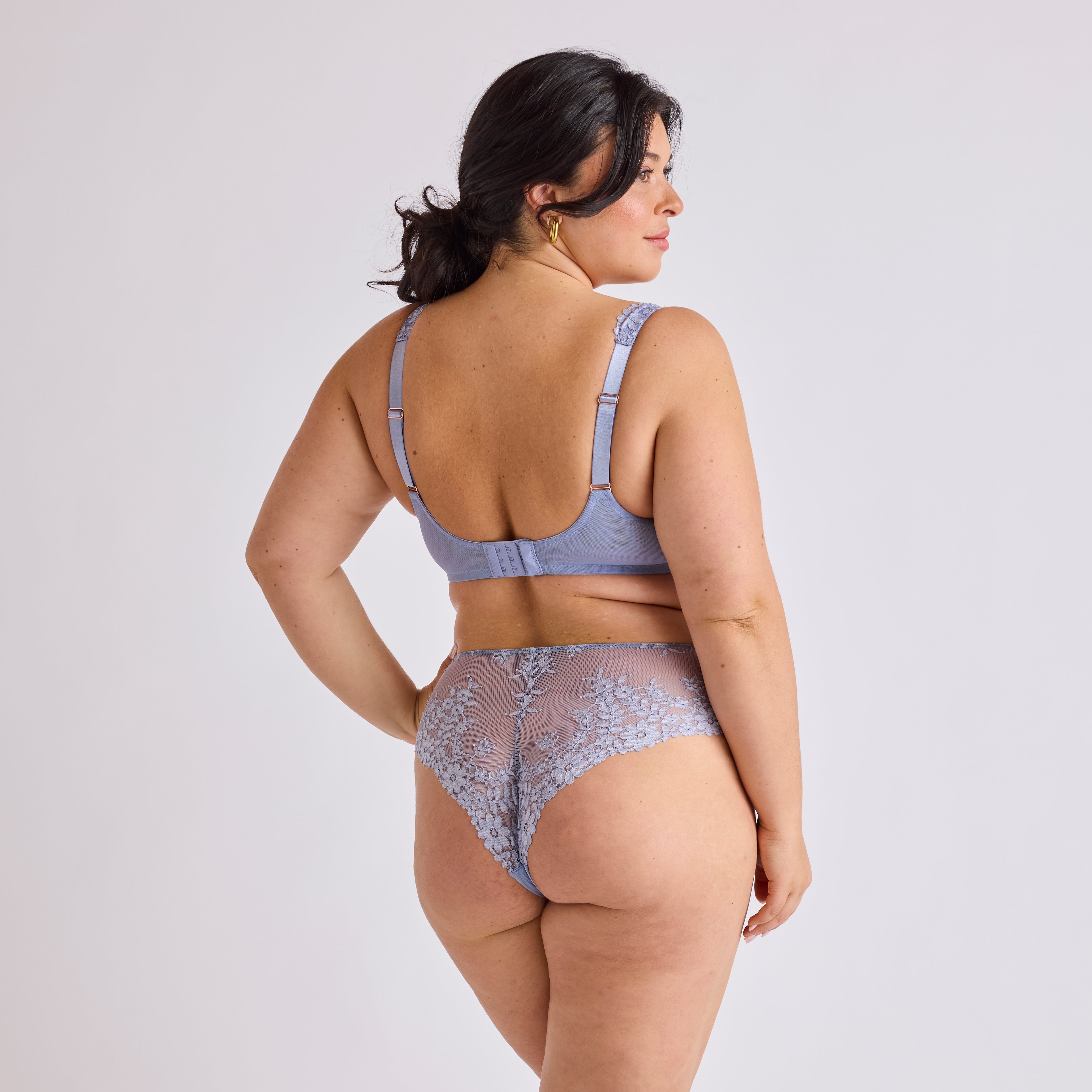 SHORTY GRANDE TAILLE DENTELLE CHINÉE BLEU | DENIM
