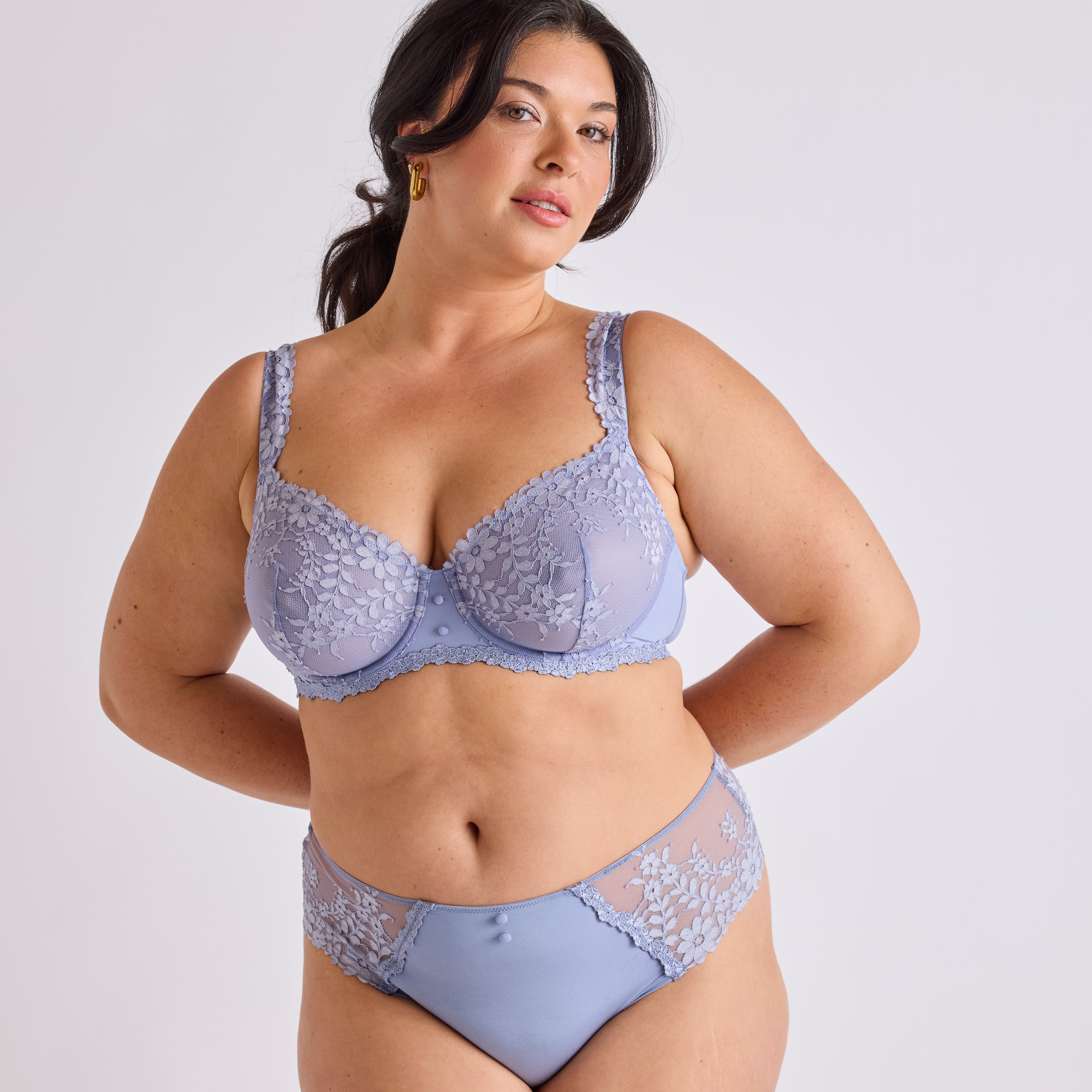 SHORTY GRANDE TAILLE DENTELLE CHINÉE BLEU | DENIM