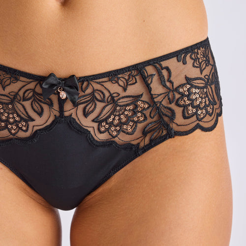 SHORTY TANGA DENTELLE SEQUINS NOIR | PLAISIR