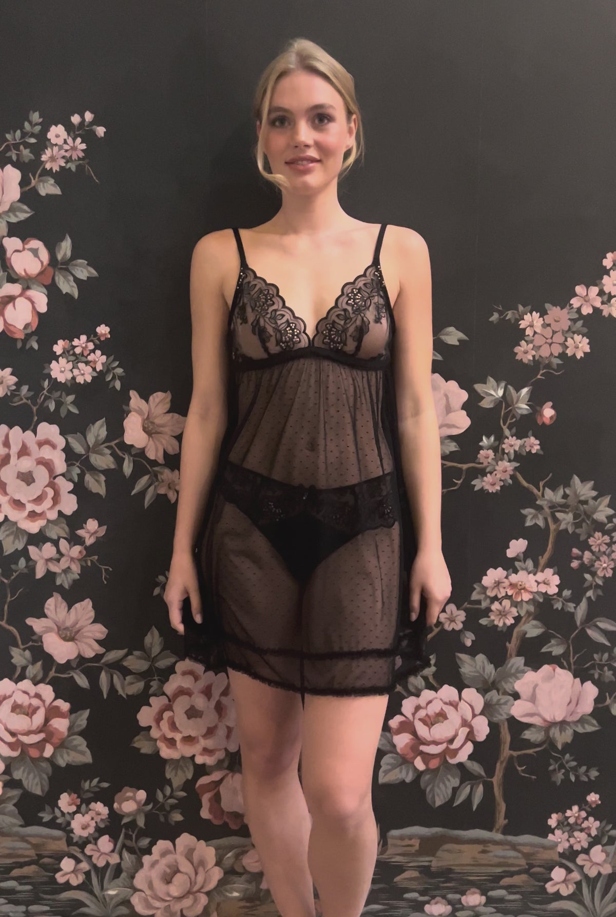 NUISETTE DENTELLE SEQUINS NOIR | PLAISIR