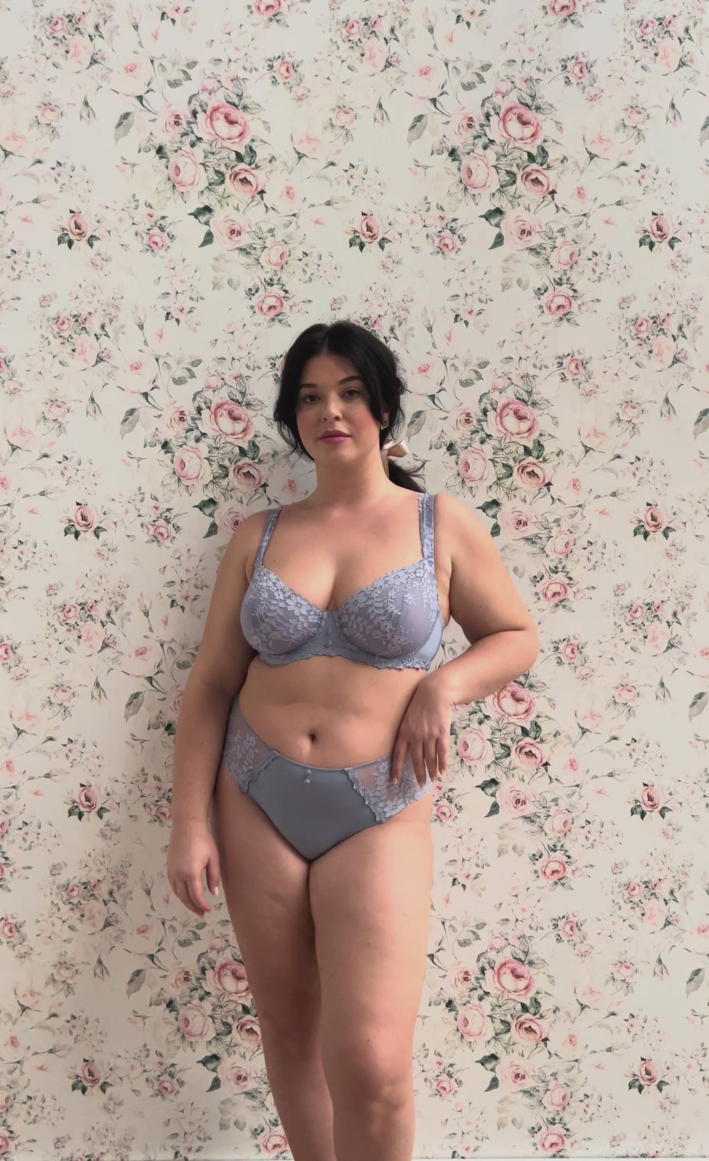 SHORTY GRANDE TAILLE DENTELLE CHINÉE BLEU | DENIM